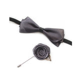 Dark Grey Bow Tie with Buttonhole  深灰色領結配胸花 KCBT2020