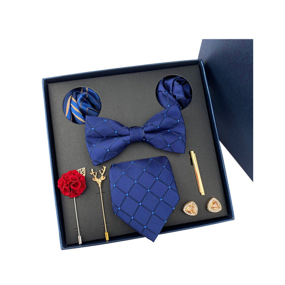 Bow Tie, Pocket Square, Brooch, Tie Clip 8 Pieces Gift Set  領結口袋巾胸針領帶夾8件套裝 (KCBT2036)
