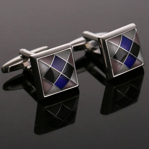 Square Blue Shell Cufflinks 方形藍色貝殼袖扣