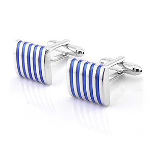 Blue Stripe Men Cufflinks 藍色條紋袖扣