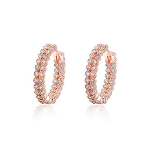 Rose Gold Double-Sided Austrian Crystal Earrings 玫瑰金奧地利水晶耳環