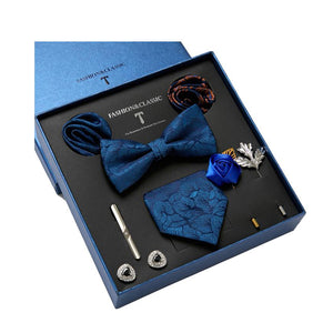 Bow Tie, Pocket Square, Brooch, Tie Clip 8 Pieces Gift Set 領結口袋巾胸針領帶夾8件套裝 (KCBT2210)
