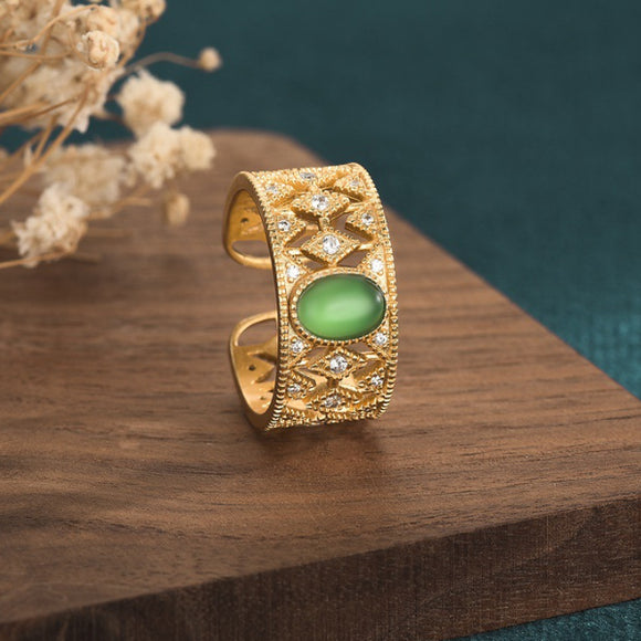 Imperial Style Imitation Jade Open Ring (Adjustable) 宮廷風仿玉開口戒指 (可調節) KJEA20150