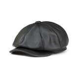Black British Cowhide Octagonal Hat 黑色英倫牛皮八角帽