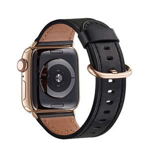 Black Genuine Leather Apple Watch Band 黑色真皮Apple 錶帶