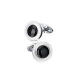 Round Flower Agate Black Cufflinks 圓形花瑪瑙黑色袖扣