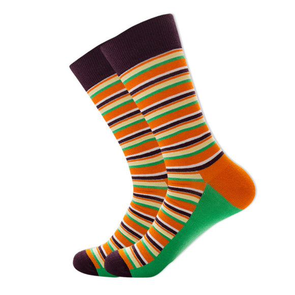 Orange Green Pattern Cozy Socks (EU39-EU45) 橙綠條紋舒適襪子 (歐碼39-歐碼45)
