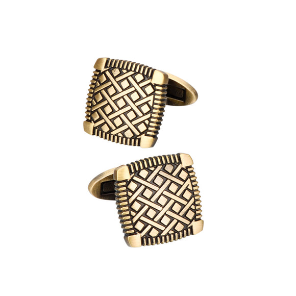 Square Bronze Checkered Pattern Cufflinks 方形古銅方格紋袖扣