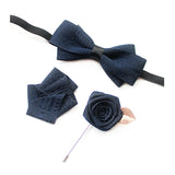 Blue Bow Tie with Buttonhole and Brooch 藍色領結配胸花 + 胸針 KCBT2005