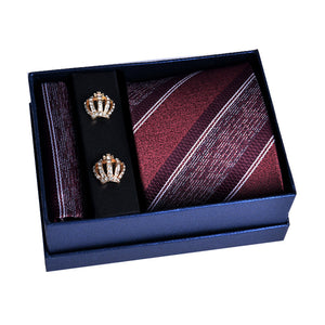 Red Tie, Pocket Square, Cufflinks, 3 Pieces Gift Set 紅色領帶口袋巾袖扣3件套裝 (KCBT2195)