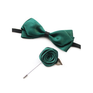 Green Bow Tie with Buttonhole  綠色領結配胸花 KCBT2016