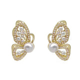 Faux Pearl Butterfly Earrings 人造珍珠蝴蝶耳環 (KJEA20116)