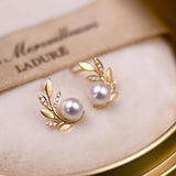 Olive Shape Faux Pearl Earrings 橄欖枝形人造珍珠耳環 KJEA20113