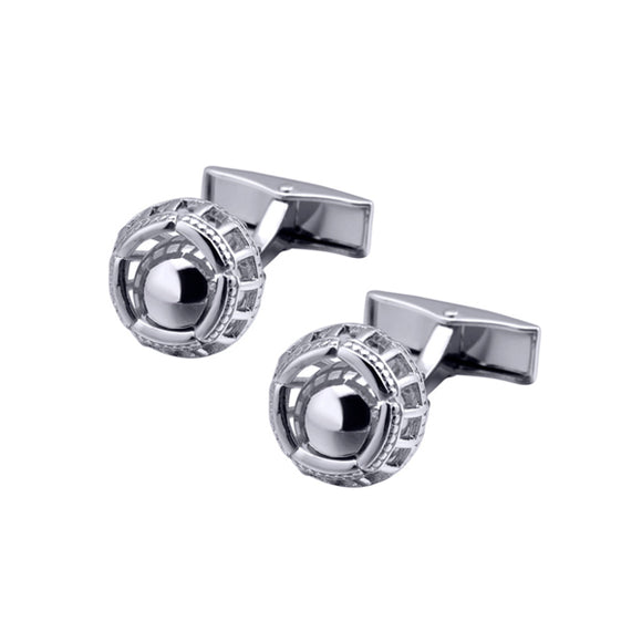 Silver Round Bead Cufflinks 銀色圓形活動珠袖扣