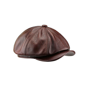 Dark Brown British Cowhide Octagonal Hat 深棕色英倫牛皮八角帽