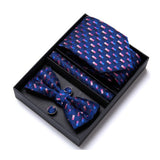 Blue Tie, Pocket Square, Cufflinks, Bow Tie 4 Pieces Gift Set 藍色領帶口袋巾袖扣領結4件套裝 KCBT2125