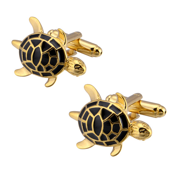 Gold Enamel Tortoise Cufflinks 金色龜袖扣