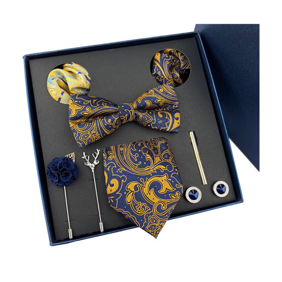 Bow Tie, Pocket Square, Brooch, Tie Clip 8 Pieces Gift Set  領結口袋巾胸針領帶夾8件套裝 (KCBT2040)