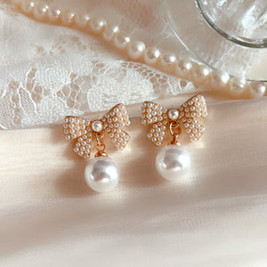 Bow Faux Pearl Earrings 蝴蝶結人造珍珠耳環 KJEA20119