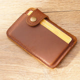 Brown Grained Leather Card Holder 棕色真牛皮信用卡套 CH19020