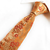 Orange Tie, Pocket Square, Cufflinks, Tie Clip 4 Pieces Gift Set 橙色領帶口袋巾袖扣領帶夾4件套裝 (KCBT2207)
