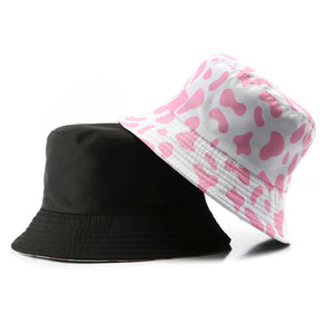 Japanese Pink Cow Stripes Double-Side-Wear Reversible Bucket Hat 日系粉色奶牛條紋雙面可穿漁夫帽 KCHT2211
