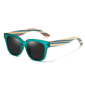 Wooden Color Frame Polarized Sunglasses 木制彩木框偏光太陽眼鏡 (KCSG2121)