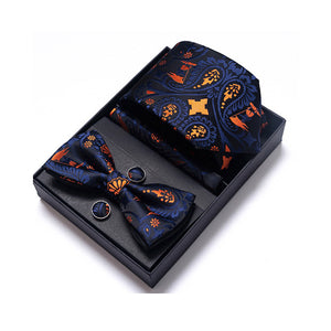 Tie, Pocket Square, Cufflinks, Bow Tie 4 Pieces Gift Set 領帶口袋巾袖扣領結4件套裝 (KCBT2213)