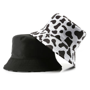 Japanese Black Cow Stripes Double-Side-Wear Reversible Bucket Hat 日系黑色奶牛條紋雙面可穿漁夫帽 KCHT2213