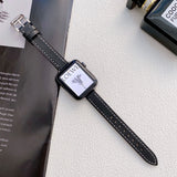 Black Genuine Leather Apple Watch Band (for small wrist) 黑色真皮Apple (適合小手腕) 錶帶 KCWATCH1216