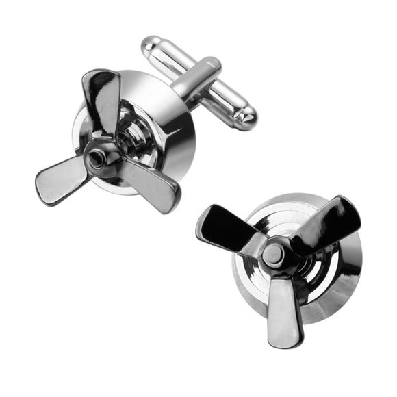 Black Movement Propeller Men Cufflinks ** Free Gift ** 黑色螺旋槳袖扣 ** 附送贈品 **