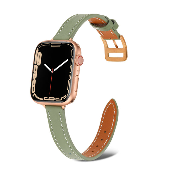 Green Genuine Leather Apple Watch Band (for small wrist) 綠色真皮Apple (適合小手腕) 錶帶 KCWATCH1220