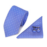 Blue Tie, Pocket Square, Cufflinks 3 Pieces Gift Set 藍色領帶口袋巾袖扣3件套裝 KCBT2223