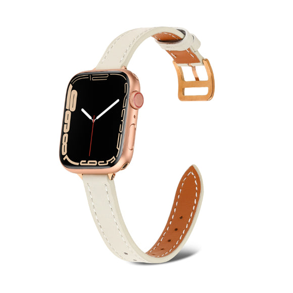Beige Leather Apple Watch Band (for small wrist) 米白色真皮Apple  (適合小手腕) 錶帶 KCWATCH1223