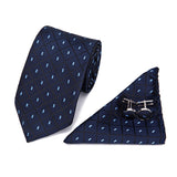 Blue Tie, Pocket Square, Cufflinks 3 Pieces Gift Set 藍色領帶口袋巾袖扣3件套裝 KCBT2224