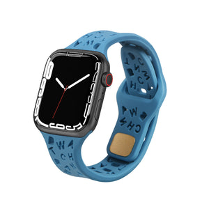 Sky Blue Alphabet Pattern Silicone Apple Watch Band 天藍色英文字母圖案矽膠 Apple 錶帶 KCWATCH1225