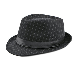 Black British Stripe Jazz Hat 黑色英倫條紋爵士帽 (KCHT2226)