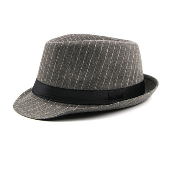 Grey British Stripe Jazz Hat 灰色英倫條紋爵士帽 (KCHT2227)