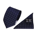 Blue Tie, Pocket Square, Cufflinks 3 Pieces Gift Set 藍色領帶口袋巾袖扣3件套裝 KCBT2227