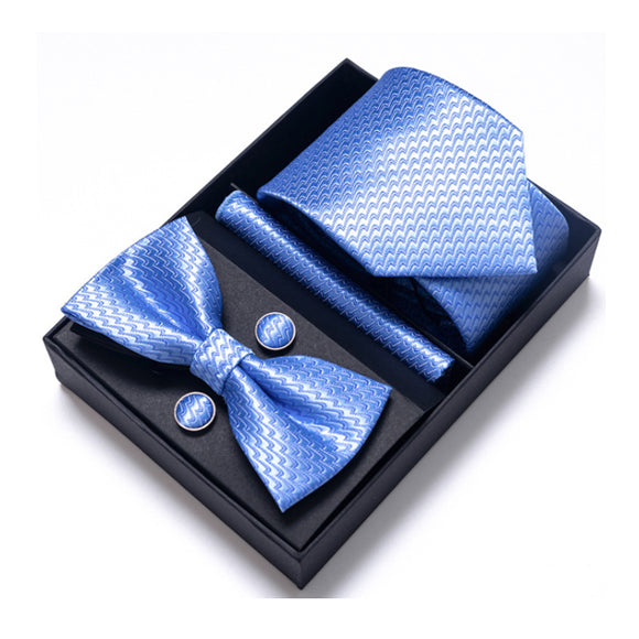 Tie, Pocket Square, Cufflinks, Bow Tie 4 Pieces Gift Set 領帶口袋巾袖扣領結4件套裝 (KCBT2228)
