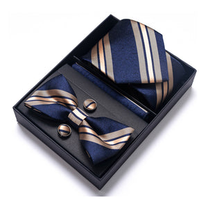 Tie, Pocket Square, Cufflinks, Bow Tie 4 Pieces Gift Set 領帶口袋巾袖扣領結4件套裝 (KCBT2229)