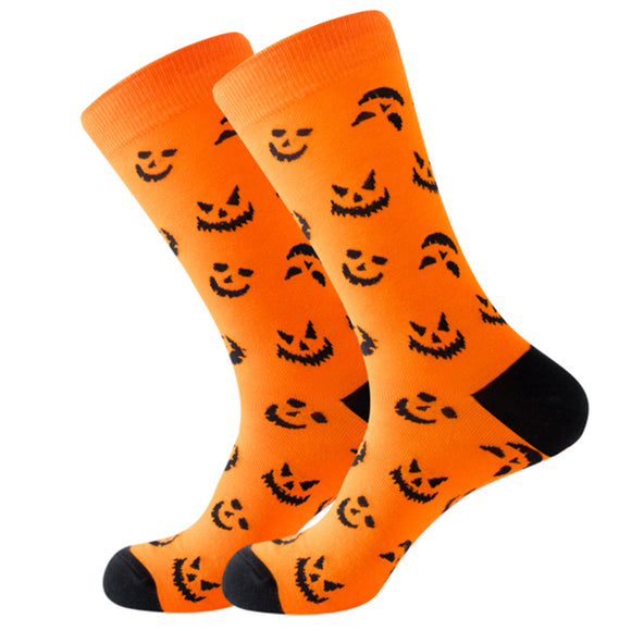 Smiley Pumpkin Pattern Cozy Socks (EU38-EU45) 笑臉南瓜圖案舒適襪子 (歐碼38-歐碼45)