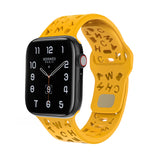 Yellow Alphabet Pattern Silicone Apple Watch Band 黃色英文字母圖案矽膠 Apple 錶帶 KCWATCH1234