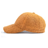 Brown Korean Style Warm Lamb Wool Baseball Cap 棕色韓版保暖羊羔毛棒球帽 KCHT2235