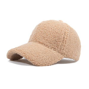 Apricot Korean Style Warm Lamb Wool Baseball Cap 杏色韓版保暖羊羔毛棒球帽 KCHT2236