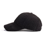 Black Korean Style Warm Lamb Wool Baseball Cap 黑色韓版保暖羊羔毛棒球帽 KCHT2237