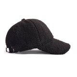 Black Korean Style Warm Lamb Wool Baseball Cap 黑色韓版保暖羊羔毛棒球帽 KCHT2237