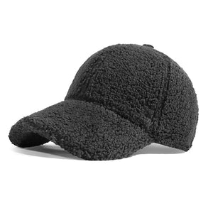 Black Korean Style Warm Lamb Wool Baseball Cap 黑色韓版保暖羊羔毛棒球帽 KCHT2237