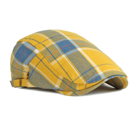 Yellow British Plaid Beret 黄色英倫格子貝雷帽 KCHT2245