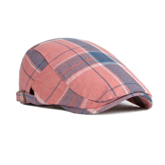 Pink British Plaid Beret 粉色英倫格子貝雷帽 KCHT2246
